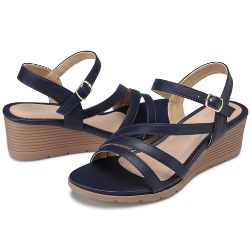 Image of SHIBEVER Wedge Sandals for Women Dressy: Comfortable Low Heel Sandal