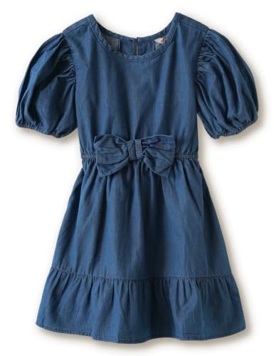 Image of Amazon Brand - Symbol Girls Bow Detail Pure Cotton Knee Length Casual Dress