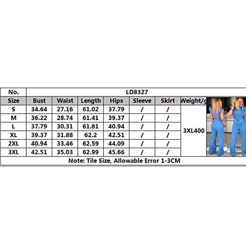 Echoine Women's Sexy Ruffled Denim Jumpsuits Solid Wide Leg Long Romper Pants Clubwear #TOP4