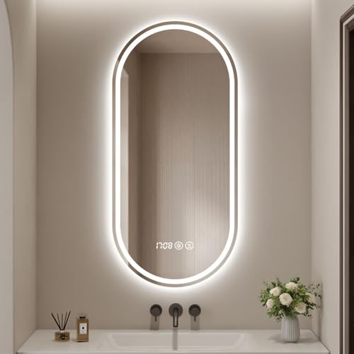 Miroir salle de bain LED ovale sans buée avec lumière variable - 4
