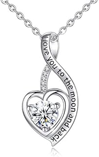 CELESTIA Sterling Silver Infinity Heart Pendant Necklace Love Gifts for Women, Mother's Day Valentines Day Gifts Present for Her