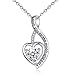 CELESTIA Herz Ketten Damen 925 Sterling Silber Ich Liebe Dich bis zum Mond und Zurück Eingraviert Anhänger mit Kette 46CM, Muttertag Valentinstag Schmuck