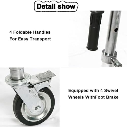 Collapsible Wagon Cart with Wheels Foldable Folding Wagons Carts Silent Universal Wheels,Funeral Trolley Stretcher, Aluminum Alloy Lightweight Foldable Cart for Church and Casket Transport