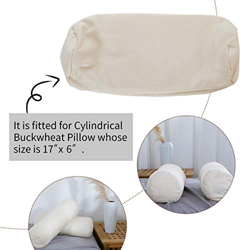 Image of Organic Cotton Pillow Case - One Pack 17''x6'' Cylindrical Pillow Cover - 300 TC Thread Count - Soft and Breathable - Off White (Pack of 2)