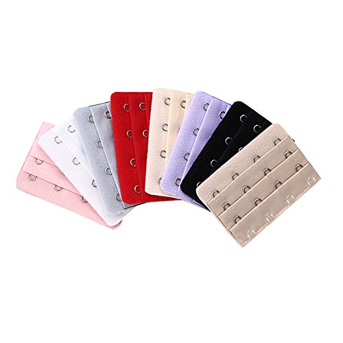 DXIA 8 Pièces Crochet de Soutien-Gorge, Femme Doux Confortables Extensions de soutien-gorge 4 Crochets, 8 Couleurs Extension de Soutien-Gorge Extensseur de Crochet, 7.5cm x 5cm Cover