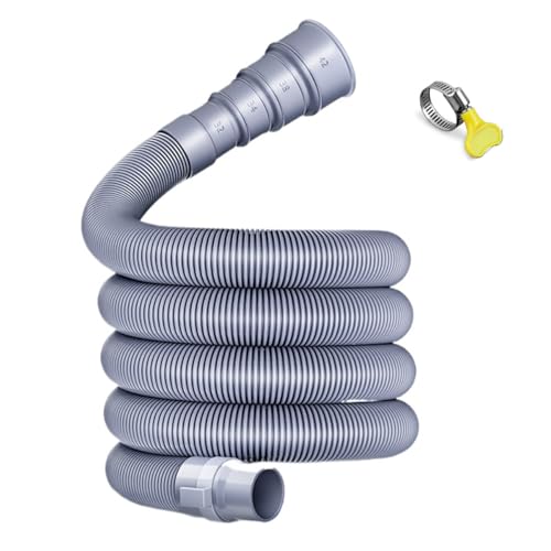 Faltbares Wohnwagen-Abwasserrohr-Set mit verstellbarem Adapter und Klemme, 5 m auslaufsicherer Wohnmobilschlauch, flexibles Abflussrohr für Wohnmobil, Anhänger, Wohnwagen-Zubehör (PE + EVA-Material