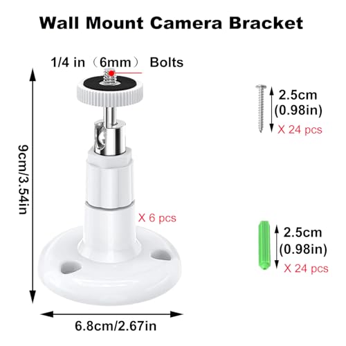 Ring Camerahouder, wandhouder, 6-delig, camera-montagehouder, 360 graden, verstelbaar, schroeven voor bewakingscamera, 1/4 inch schroeven - Afbeelding 3