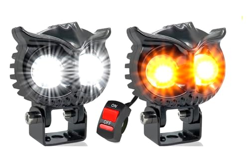 Image of 45W LED Owl Fog Light Projector Lamp ? High Brightness Dual Lens Spot Beam for All Motorcycles, Scooty, Bikes, and Cars (Metal Body, 12-24V, Pack of 2 with Switch, Multicolour)