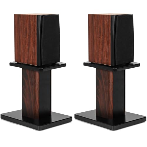 OUUTMEE 30CM(12 Inch) Wood Speaker Stands - Heavy Duty HiFi Speaker Stands for Home Theatre & Studio Monitors - Universal Floor Bookshelf Speaker Support with Sand-Fillable Design(Set of 2)