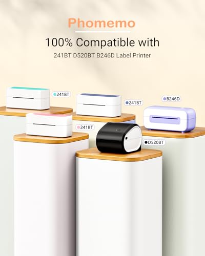 Image of Phomemo Genuine 2.25 inchx1.25 inch White Thermal Labels, Self-Adhesive Sticker Label, Rectangle Direct Thermal Printer Labels for Phomemo 241bt, D450BT, 520bt Label Printer, 1000 Sheets /Roll, White