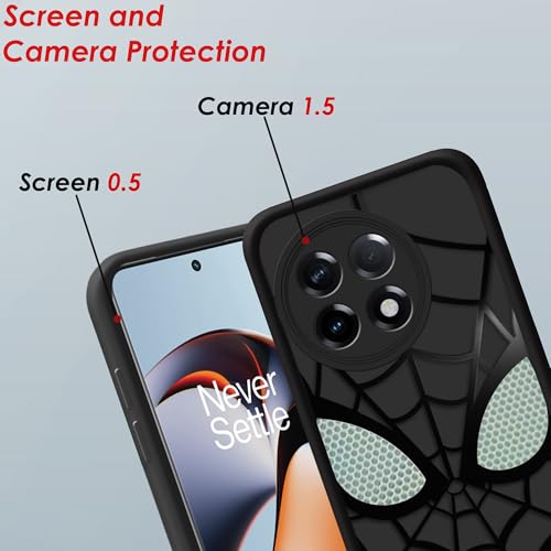 Image of Stylish Spider Back Case Cover Compatible for OnePlus 11R 5G | Spidey Face Mask Case | Soft Silicone | Camera & Full Body Protection | Shock Proof | (Black)