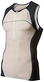 2XU Men's Elite Compression Tri Singlet, Medium, Charcoal/Lagoon