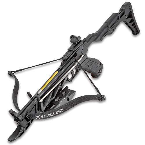 M48 Hell Hawk SELF-Cocking Assault Crossbow Pistol - Lightweight Fiberglass Construction, 185 FPS, Bolts Included - Length 24 2/5”