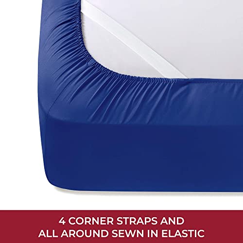 Image of Mellanni RV Short Queen Sheets - 4 PC Iconic Collection Bedding - Hotel Luxury, Extra Soft, Cooling Bed Sheets - Deep Pocket up to 10 inch (RV /Short Queen, Royal Blue)