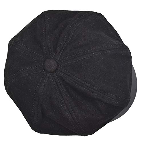 Sandy Ting Women's Leather 8 Panel Newsboy Caps Gatsby Beret Cabbie Hat Black #TOP4