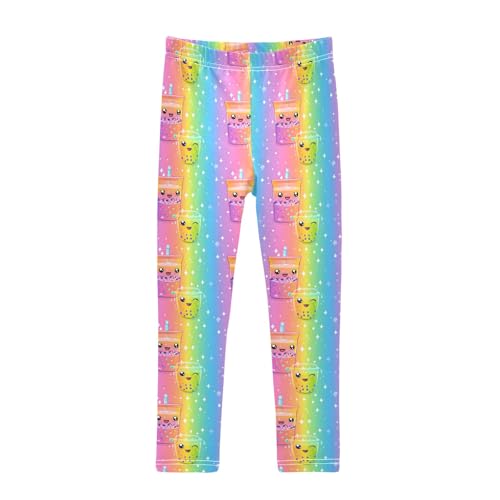 senya Girls Printed Leggings Yoga Pants Bubble Tea Pattern Pattern for Kids in 4t to 10 Years, 4T