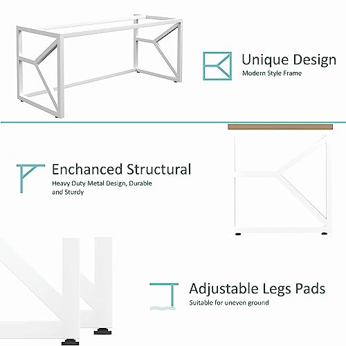 Image of Honey Touch Duke Metal & Wood Workstation Desk | 1200mm x 600mm Top Size | 122 x 61 x 73 cm (L x W x H) | Modern Computer Table for Home Office & Work from Home | Heavy Duty Study Desk