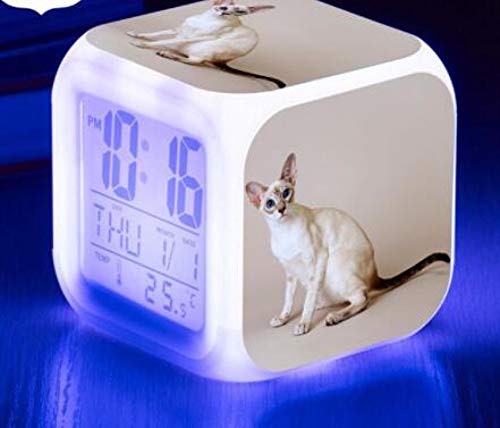 Niedliche Katze Anzeige LDC Uhr Temperatur/Kalender Nette Katze drucken LED Wecker Kinder Spielzeug Uhr LED Digitale Digitalkamera Burgund