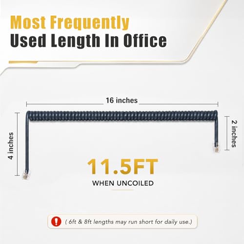 Image of Comtrue Phone Cords for Landline, 2-Pack, Telephone Handset Cords | Dark Gray, Universally Compatible, Tangle-Resistant, Noise-free, Go-to Length Length, Ideal for office & home