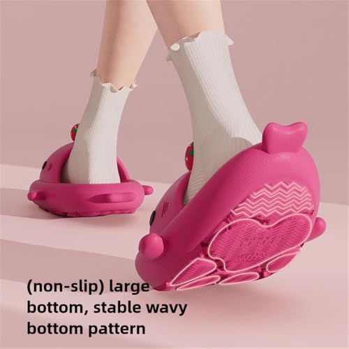 Strawberry Shark Slides,Cute Cartoon 3d Cloud Non-Slip Open Toe Thick Sole Soft Beach Shark Slippers Shoes4