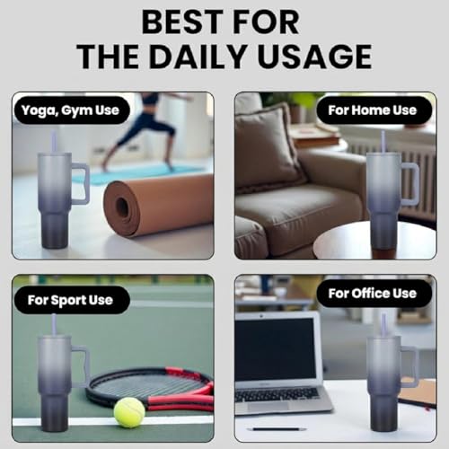 Image of CYNVEXA Tumbler with lid and Straw 1200ML Cup Stainless Steel Vacuum Insulated Tumbler for Water, Iced Tea or Coffee 1.2L Office Gym Travelling (Stone Wash)