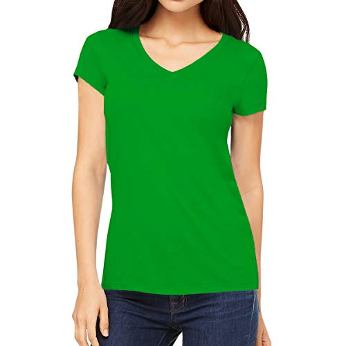 Image of Pooplu Women's Regular Fit Premium Plain 100% Cotton V Neck Half Sleeves, Casual Plain Pootlu Tees and Tshirts.