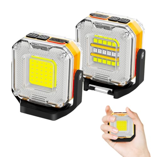Baladeuse LED Mécanicien - Lampe de Travail 1200 lm Rechargeable 1500 mAh, Aimantée pour Atelier, Chantier, Mécanique Auto - Lot de 2