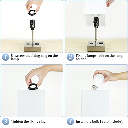 Table Lamps Set Of 2, Bedside Lamps For Bedroom, 2700K 4000K 5000K 3-Colors Temperature Nightstand Lamp With Usb Port And Ac Outlet, Table Lamp For Living Room, Office, Desk Lamp (2 Blubs Included). #TOP5