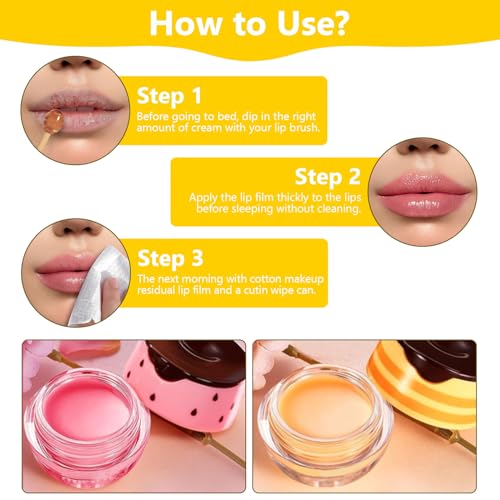 2Pcs Honey+Strawberry Bee Balm Lip Mask Set, Propolis Lip Care Cream Moisturizer Lip Mask with Lip Brush, Reduce Lip Lines & Wrinkle Lip, Hydrating Prevention Dry and Cracked Lip Scrubs Exfoliator - Image 6