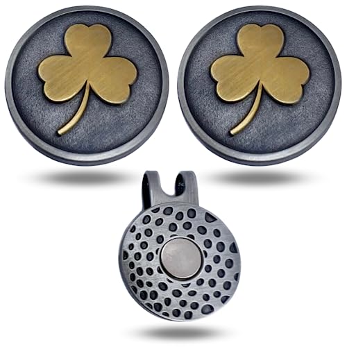 Full Metal Shamrock Golf Ball Markers with Hat Clip