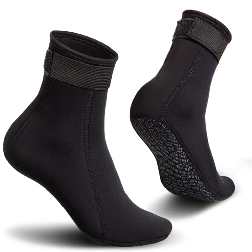 Yakevo 3mm Neoprene Socks，Anti-Slip Aqua Shoes for Men & Women, Protective Booties for Cold Water Sports