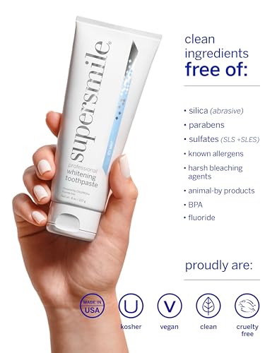 Image of Supersmile ICY Mint Whitening Toothpaste, Fluoride-Free, 8 Oz | Calprox Powered, Whitens 5.5 Shades in 7 Days, Frosty Peppermint Menthol Crystals, Veneer Safe, Sensitivity-Free