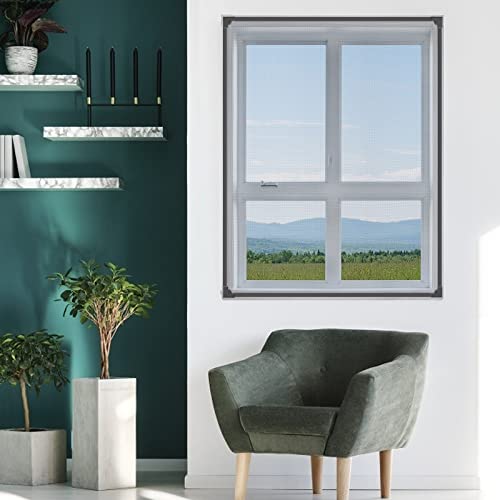 Owyr Magnetic Screen Window,Window Screen For House Window Max 59” X 51”,Fiberglass Mesh 720Gs Magnetic Strips (Grey Window Frames With Grey Mesh) #TOP1