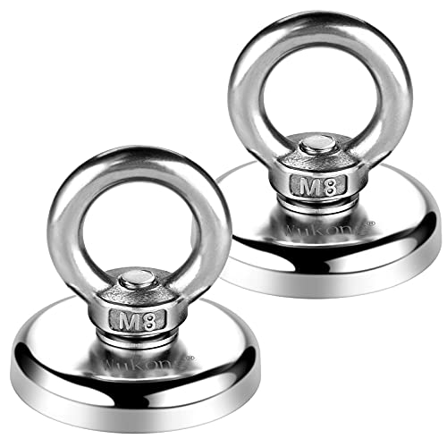Wukong 48mm iman neodimio pesca 2 Piezas iman super potent 75kg pulling force con fuerza de tracción con agujero avellanado para pesca con imán y salvamento en el río Cover