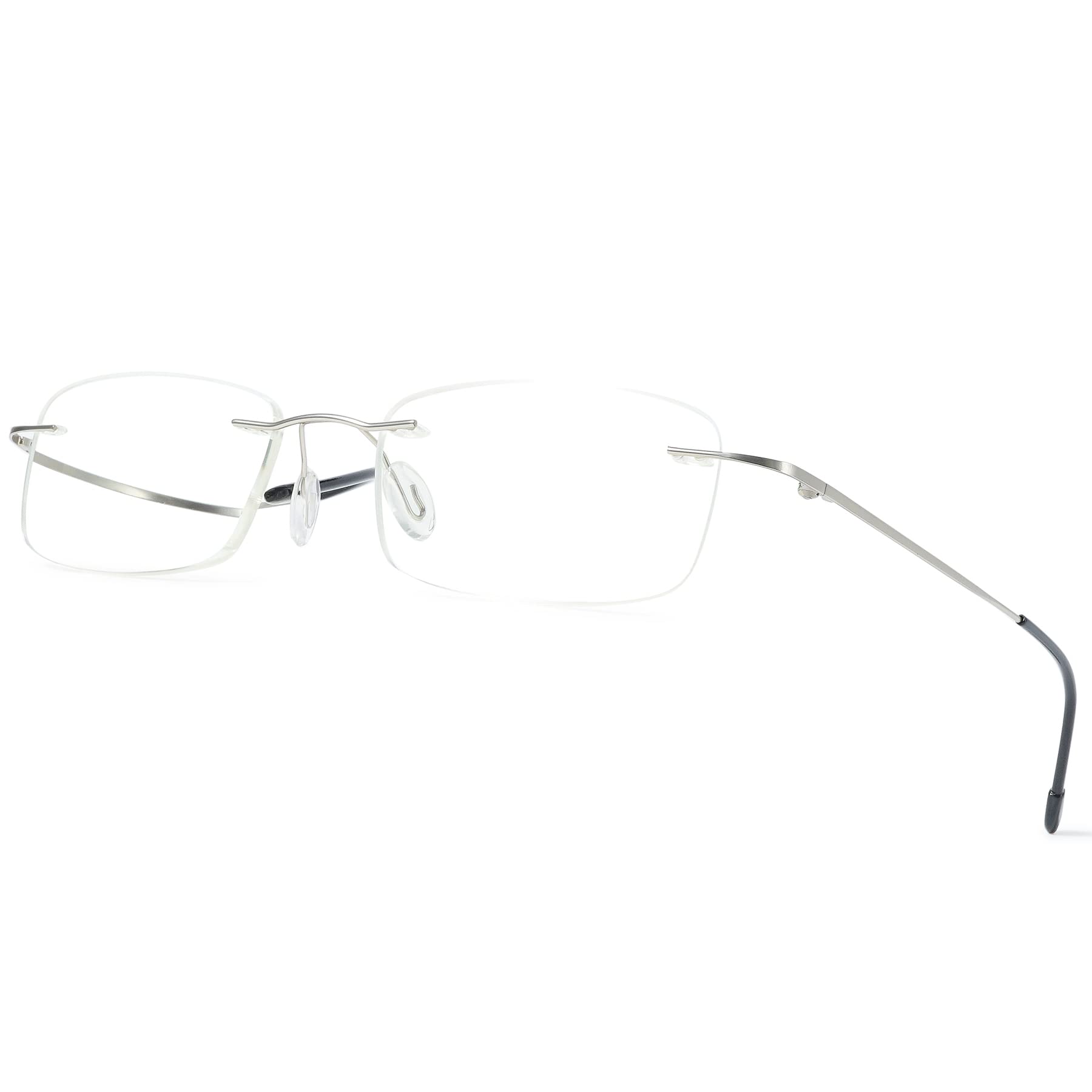 Rimless Reading Glasses Blue Light Blocking Ultralight Metal Men Rectangular Reader Aid Anti Blue Eyeglasses
