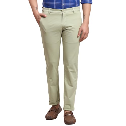 Image of Parx Men's Solid Pattern Lrt Cotton Blend Flat Front Casual Trouser