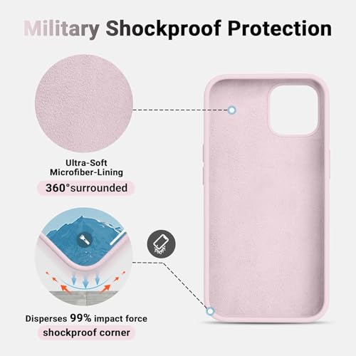 Image of Premium Liquid Silicone Case for iPhone 12 & 12 Pro - Slim Full Body Protective Back Cover with Soft Microfiber Lining, Anti-Slip Grip Scratch Resistant Phone Case(Baby Pink)
