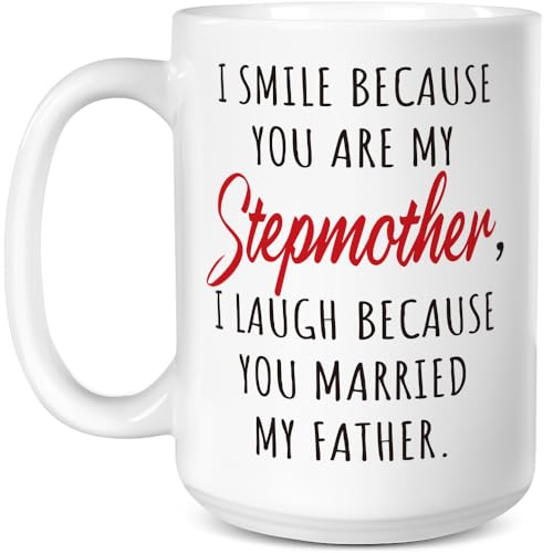 Fatbaby Funny Stepmother Coffee Mug, Valentine's Day Mother's Day Birthday Christmas Gifts for Stepmom from Stepdaughter Stepson 15OZ Bonus Mom Tea Cup