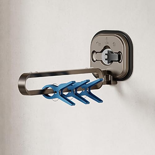 Wall Mounted Clothes Airer, Folding Clothes Airer with Suction Cup - 360 Degree Rotary Clothes Drying Rack, Wall Mounted Clothes Drying Rack with Suction Cup for Closets, Laundry - Image 9