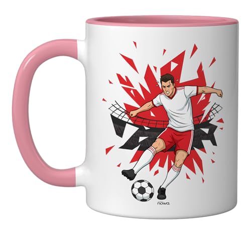 Football Soccer Penalty Ceramic Mug Pink/White
