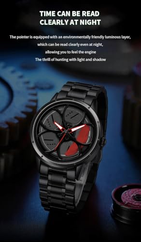 Image of Shocknshop RevolveX Rotating Hollow Wheel Hub Creative Fashion Analog Quartz Stainless Steel Wrist Watch for Men Boys -WCH364