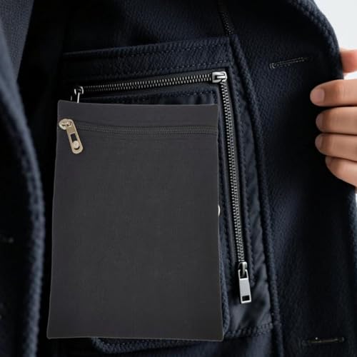 Nishiyuenyi 2 Stück Innentasche Mantel Verdeckte Reißverschlusstasche Zum Einnähen Aufbewahrung für Handy Und Geldbörse Aus Canvas für Outdoor Arbeit, Schwarz