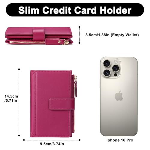 Image of Women's Wallet Ladies Travel Card Wallet Trifold Veagan Leather
