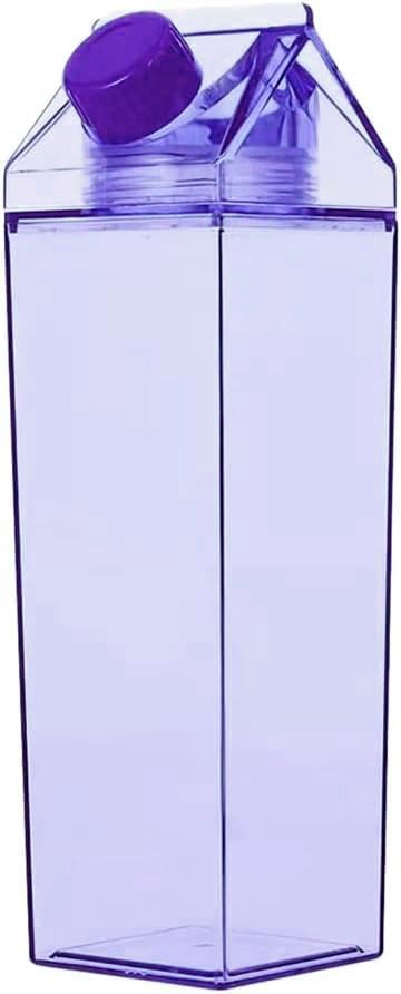 Jinberry 1000ml/34oz Cute Leakproof Green Milk Carton Water Bottle Portable Drinkware for Outdoor Climbing Tour or Camping (Purple, 34 Ounces)