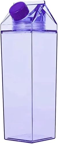 Jinberry 1000ml/34oz Cute Leakproof Green Milk Carton Water Bottle Portable Drinkware for Outdoor Climbing Tour or Camping (Purple, 34 Ounces)
