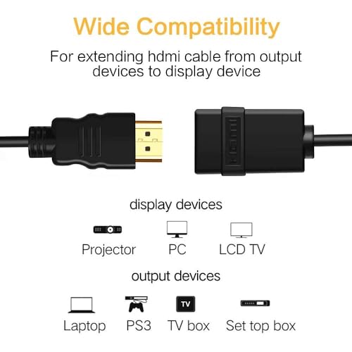 Image of 100FIT 3 Feet High Speed Gold Plated HDMI Male to Female Extension Cable (1.5M Black)