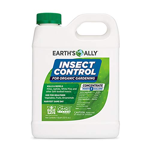 Earth's Ally Outdoor Indoor Plant Insecticide Concentrate - Insecticidal Soap for Plants - Insect Repellent Pest Control for Spider Mite, Aphid, Mealybug - Bee, Pet, Kid Safe - 32 Oz, Makes 5 Gallons