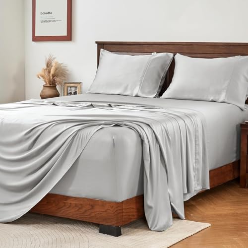GOKOTTA King Size Luxury Bed Sheets 4 Piece Set, 100%