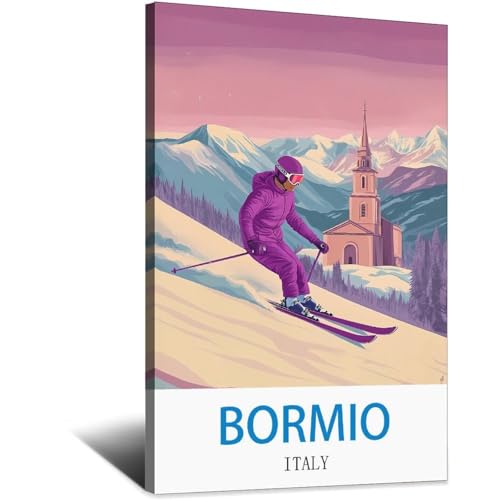 Poster Bormio Italie rétro 60 x 90 cm, le cadeau idéal pour amoureux d'Italie
