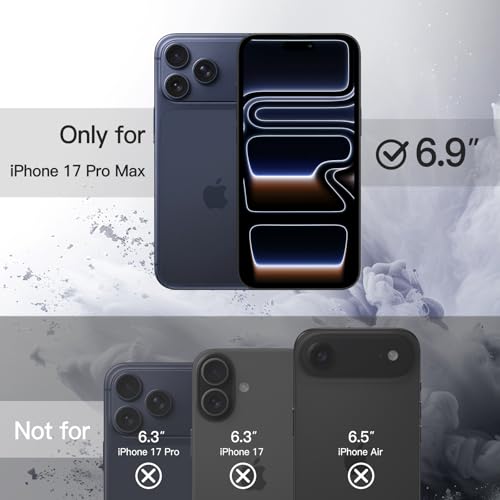 Image of JETech Case for iPhone 17 Pro Max 6.9-Inch, Shockproof Phone Bumper Cover, Solid Color Matte TPU Frame, Anti-Scratch Clear Back (Dark Blue)